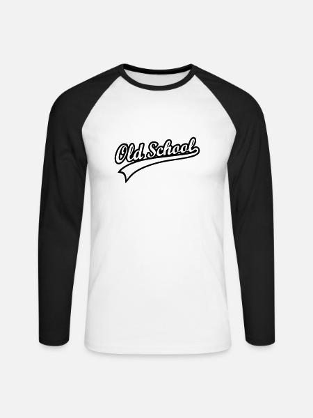 OLD SCHOOL OUTLINE - Unisex Baseballshirt langarm - Weiß/Schwarz