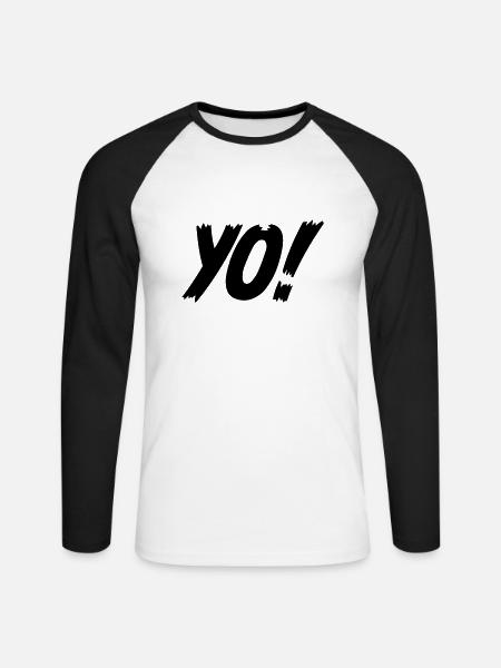 YO! - Unisex Long Sleeve Baseball T-Shirt - white/black