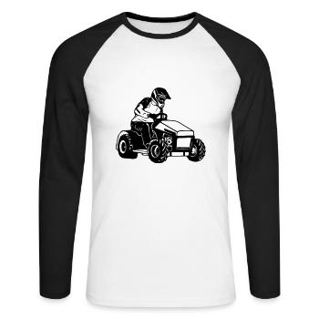 Tondeuse autoportée - Tondeuse autoportée Racing - T-shirt baseball manches longues Homme - blanc/noir - Devant - Nik (191cm)
