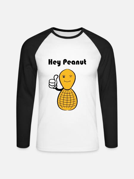 Hey Peanut - Unisex Baseballshirt langarm - Weiß/Schwarz