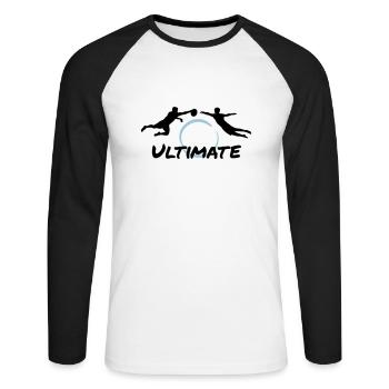 Ultimate Frisbee - Men - Unisex Long Sleeve Baseball T-Shirt - white/black - Front - Nik (191cm)