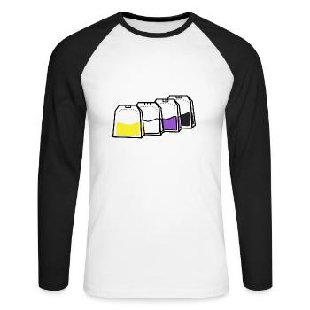 Nonbinary Pride Tea Bag Nonbinary Pride - Unisex Long Sleeve Baseball T-Shirt - white/black - Front - Nik (191cm)