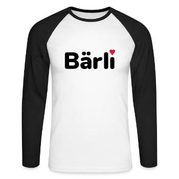 Bärli (Herz als i-Punkt) - Unisex Baseballshirt langarm - Weiß/Schwarz - Vorne - Nik (191cm)