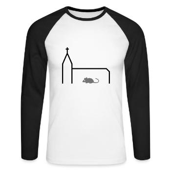★ Couleurs de conception modifiables ★ Souris d'église Souris d'église - T-shirt baseball manches longues Homme - blanc/noir - Devant - Nik (191cm)