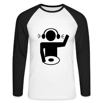 DJ - Unisex Baseballshirt langarm - Weiß/Schwarz - Vorne - Nik (191cm)