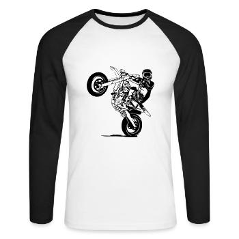 Supermoto - Unisex Baseballshirt langarm - Weiß/Schwarz - Vorne - Nik (191cm)