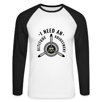 I Need An Altitude Adjustment - Unisex Long Sleeve Baseball T-Shirt - white/black - Front - Nik (191cm)
