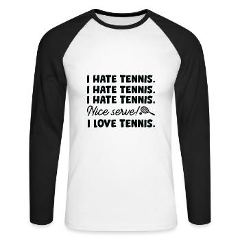 I Hate Tennis - Unisex Long Sleeve Baseball T-Shirt - white/black - Front - Nik (191cm)