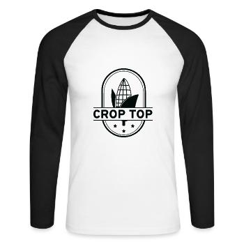 Crop Top - Unisex Long Sleeve Baseball T-Shirt - white/black - Front - Nik (191cm)
