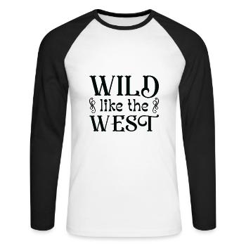 Sauvage comme l’Ouest - T-shirt baseball manches longues Homme - blanc/noir - Devant - Nik (191cm)