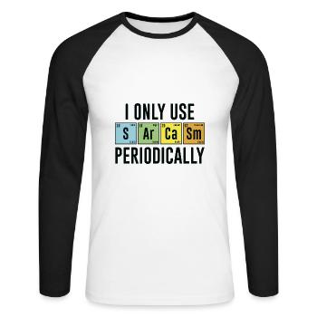 Je n’utilise le sarcasme que périodiquement - T-shirt baseball manches longues Homme - blanc/noir - Devant - Nik (191cm)