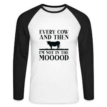 Chaque vache et puis je ne suis pas dans le mooood - T-shirt baseball manches longues Homme - blanc/noir - Devant - Nik (191cm)