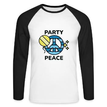 Paix du parti - T-shirt baseball manches longues Homme - blanc/noir - Devant - Nik (191cm)