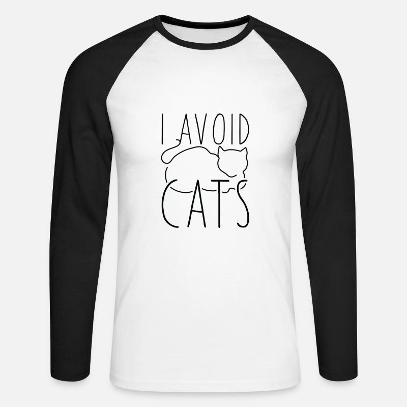 I Avoid Cats - Unisex Long Sleeve Baseball T-Shirt - white/black