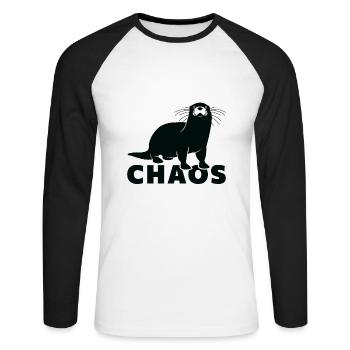 Otter-Chaos - Unisex Baseballshirt langarm - Weiß/Schwarz - Vorne - Nik (191cm)