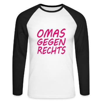 Omas gegen rechts - Unisex Baseballshirt langarm - Weiß/Schwarz - Vorne - Nik (191cm)