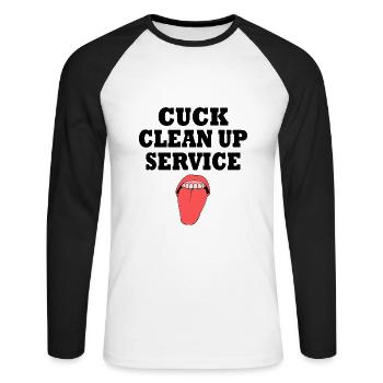 Cuckold cuck clean up service - Unisex Long Sleeve Baseball T-Shirt - white/black - Front - Nik (191cm)