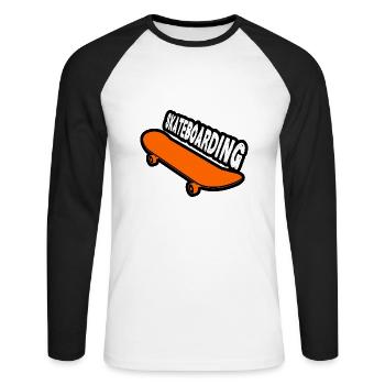 Skateboarding - Unisex Baseballshirt langarm - Weiß/Schwarz - Vorne - Nik (191cm)