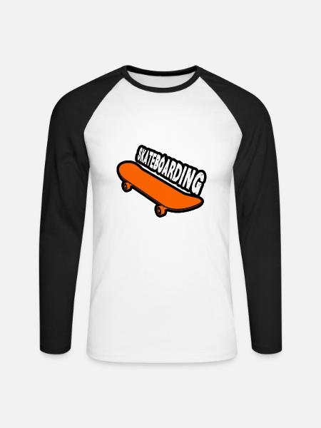Skateboarding - Unisex Baseballshirt langarm - Weiß/Schwarz