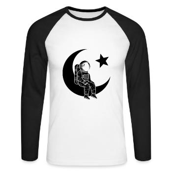 Man of the Moon - Turkish Astronaut Design - Unisex Long Sleeve Baseball T-Shirt - white/black - Front - Nik (191cm)