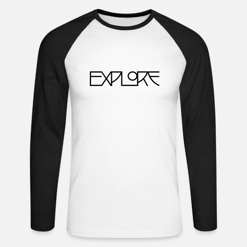 explore - Unisex Baseballshirt langarm - Weiß/Schwarz