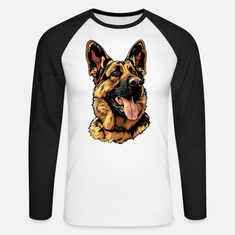 Deutscher Schäferhund - Unisex Baseballshirt langarm - Weiß/Schwarz