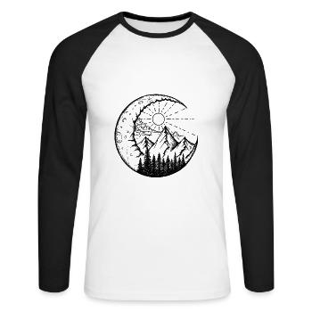 Mountain landscape in the moon (black) - Unisex Long Sleeve Baseball T-Shirt - white/black - Front - Nik (191cm)
