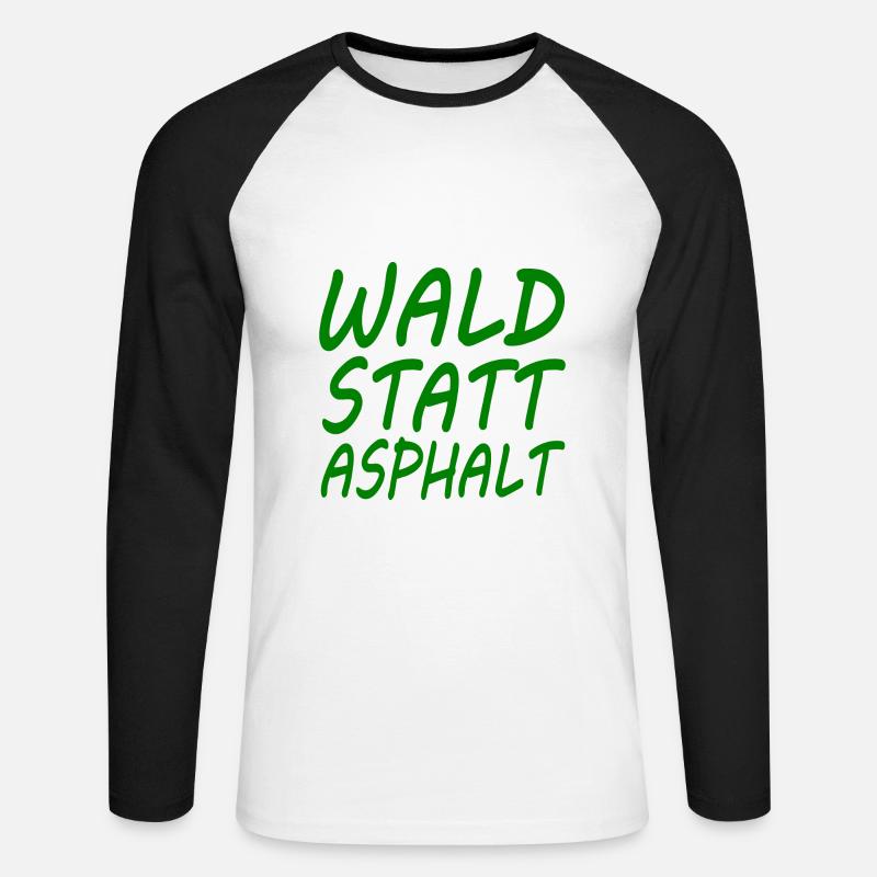 wald statt asphalt - Unisex Baseballshirt langarm - Weiß/Schwarz