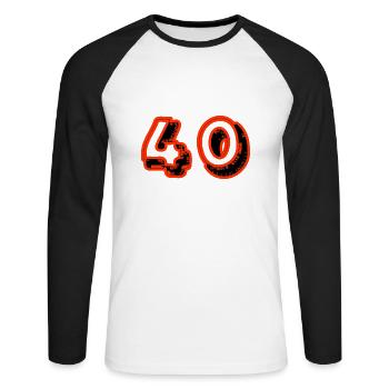 40. 40 YEARS. 40th ANNIVERSARY. 40TH ANNIVERSARY. - Unisex Long Sleeve Baseball T-Shirt - white/black - Front - Nik (191cm)