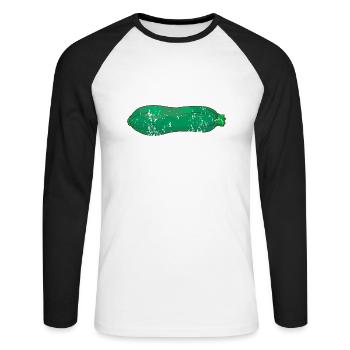 Courgettes de style grunge vintage rétro - T-shirt baseball manches longues Homme - blanc/noir - Devant - Nik (191cm)