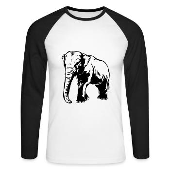Elefant - Elephant - T-shirt baseball manches longues Homme - blanc/noir - Devant - Nik (191cm)