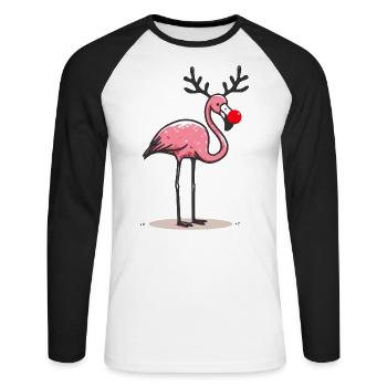 Christmas Flamingo - Unisex Long Sleeve Baseball T-Shirt - white/black - Front - Nik (191cm)