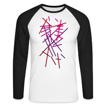 abstrakt - Unisex Baseballshirt langarm - Weiß/Schwarz - Vorne - Nik (191cm)