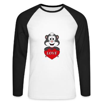 STINKTIER - LIEBE - LOVE - TIER - KIND - BABY - Unisex Baseballshirt langarm - Weiß/Schwarz - Vorne - Nik (191cm)