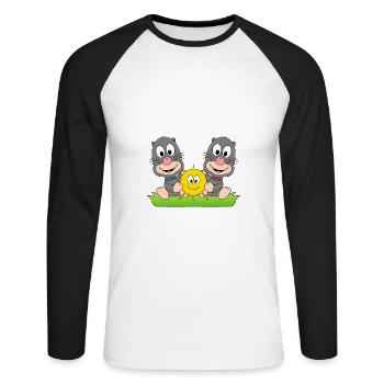 MAULWÜRFE - SOMMER - SONNE - SONNENSCHEIN - LIEBE - Unisex Baseballshirt langarm - Weiß/Schwarz - Vorne - Nik (191cm)