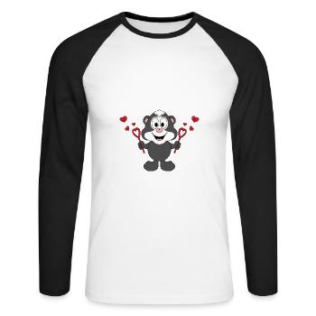 STINKTIER - SEIFENBLASEN - LIEBE - LOVE - TIERISCH - Unisex Baseballshirt langarm - Weiß/Schwarz - Vorne - Nik (191cm)