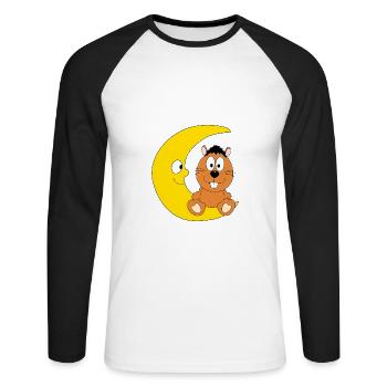 OTTER - BIBER - MARDER - MOND - TIER - KIND - BABY - Unisex Baseballshirt langarm - Weiß/Schwarz - Vorne - Nik (191cm)