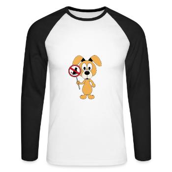 KATZEN VERBOTEN - HUND - TIERE - TIERISCH - Unisex Baseballshirt langarm - Weiß/Schwarz - Vorne - Nik (191cm)