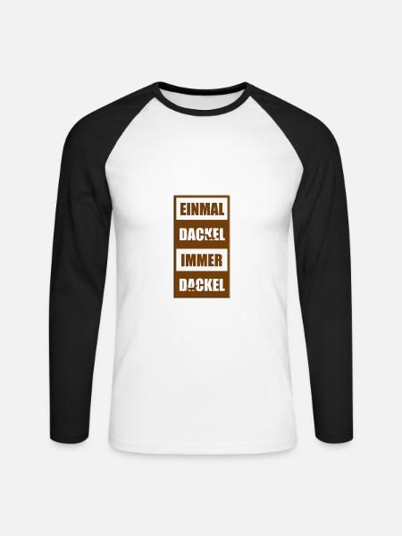 DACKEL - TECKEL - DACHSHUND - HUND - Unisex Baseballshirt langarm - Weiß/Schwarz