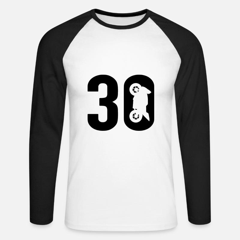 30 Biker Motorrad 30 - Unisex Baseballshirt langarm - Weiß/Schwarz