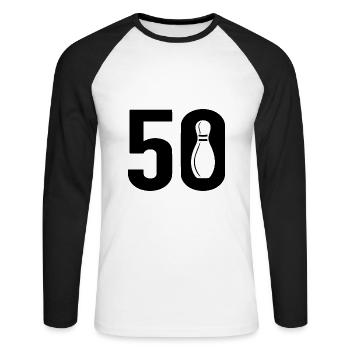 50 Bowling Bowler 50 - T-shirt baseball manches longues Homme - blanc/noir - Devant - Nik (191cm)