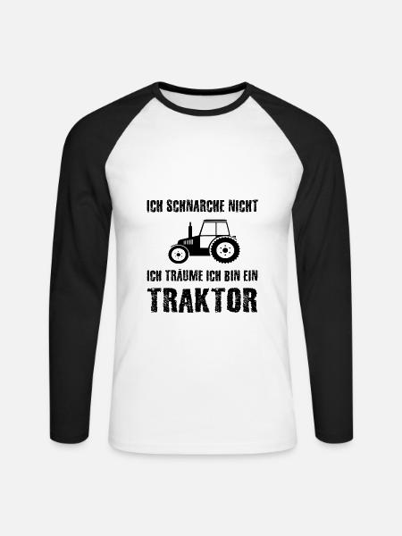 Traktor - Unisex Baseballshirt langarm - Weiß/Schwarz