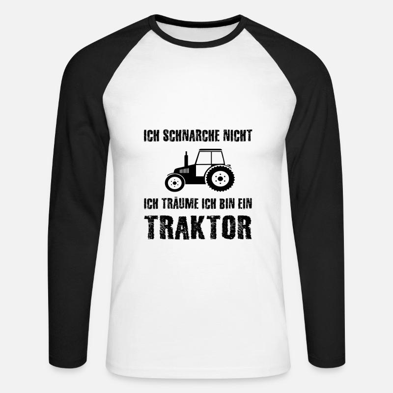 Traktor - Unisex Baseballshirt langarm - Weiß/Schwarz