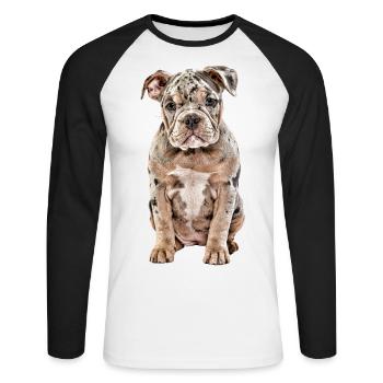 OLD ENGLISH BULLDOG Dog Dogs Bulldog - Unisex Long Sleeve Baseball T-Shirt - white/black - Front - Nik (191cm)