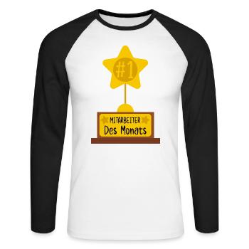 Mitarbeiter des Monats - Unisex Baseballshirt langarm - Weiß/Schwarz - Vorne - Nik (191cm)
