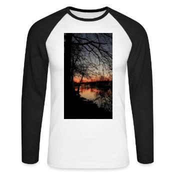 Sunset over the lake - Unisex Long Sleeve Baseball T-Shirt - white/black - Front - Nik (191cm)