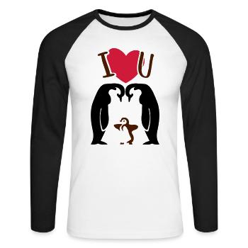 Famille de pingouins - Parents de pingouins - T-shirt baseball manches longues Homme - blanc/noir - Devant - Nik (191cm)