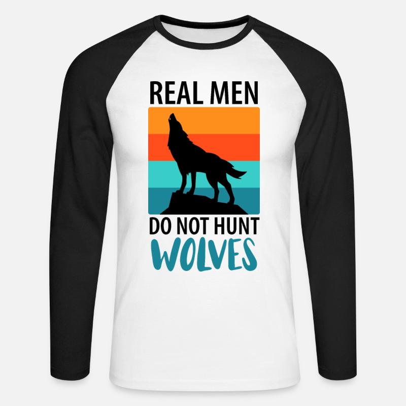 Wolf Wölfe Wolfsrudel - Unisex Baseballshirt langarm - Weiß/Schwarz