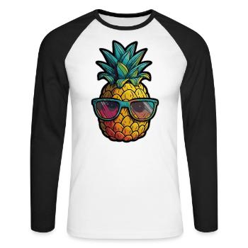 Funny pineapple fruit - Unisex Long Sleeve Baseball T-Shirt - white/black - Front - Nik (191cm)