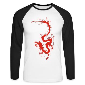 Red Smoke Dragon - Unisex Long Sleeve Baseball T-Shirt - white/black - Front - Nik (191cm)
